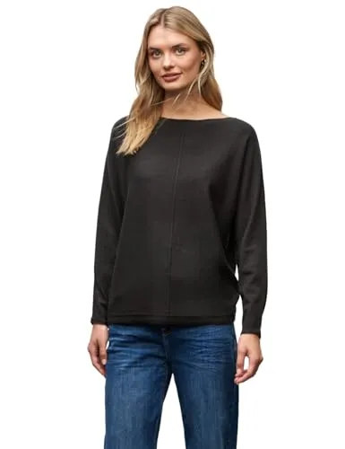 Street One Damen Basic Dolman Pullover - Weicher Strickpullover mit U-Boot-Ausschnitt und Langarm, ideal für jeden Tag. Das gemütliche Material sorgt für hohen Tragekomfort.