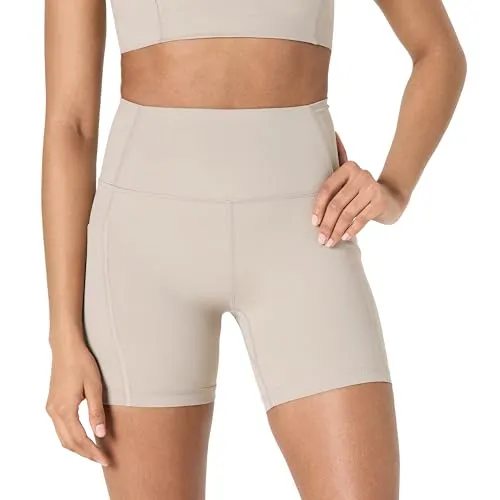 Amazon Essentials Damen Active FormFlex Butterweiche Bikershorts Mit Hoher Taille Für Yoga Und Radfahren, Taupe, L
