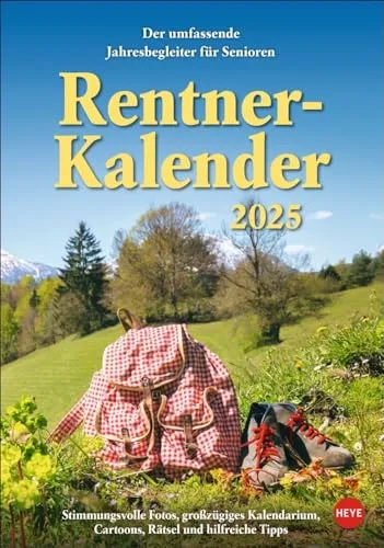 Rentnerkalender 2025: Der lustige Kalender für Senioren mit Platz für Notizen, Kreuzworträtseln, Gesundheitstipps uvm. Wandplaner-Kalender im Format 23,5 x 33,5 cm