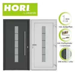 HORI Haustür Safety Chain, Aluminium Kunststoff, anthrazit - Robuste und pflegeleichte Eingangstür mit effektiver Schalldämmung und einfachem Montagesystem. Ideal für den täglichen Einsatz und vielseitig in der Gestaltung.