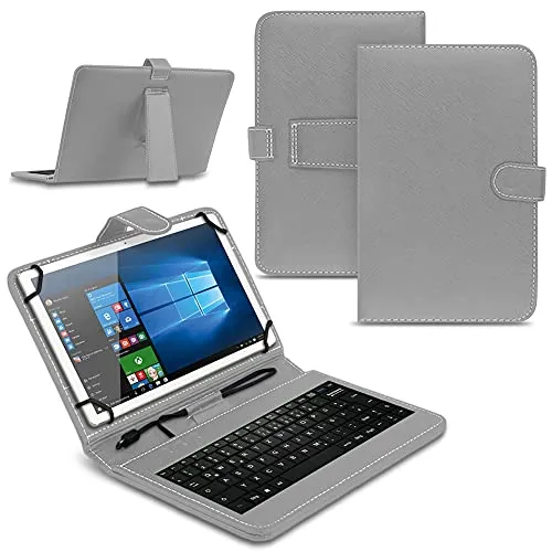 Tablet Hülle kompatibel für Lenovo Tab P11 / Pro Tasche Tastatur Keyboard QWERTZ Schutzhülle Cover Standfunktion USB Schutz Case, Farben:Grau