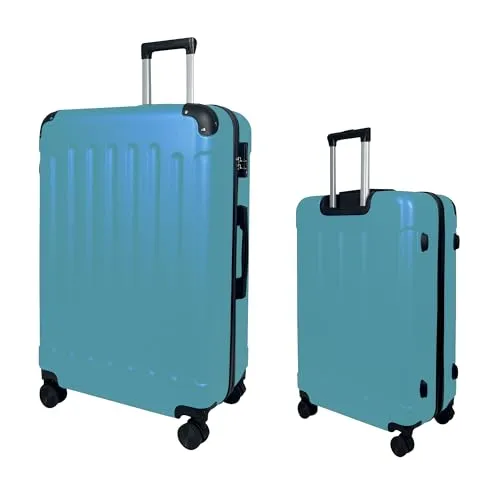 MY TRAVEL BAG Hartschalen-Koffer Reisekoffer ABS Koffer (Handgepäck-Mittel-Groß-Set) 4 Doppel-Rollen Trolley (Türkis, Handgepäck (55cm))