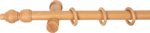 SN Deco - Stilgarnitur Gardinenstange Vorhangstange Filigrano, Holz, moderner Träger, 28 mm, 1-Lauf, Komplettset mit Ringen, Farbe Eiche, 140 cm