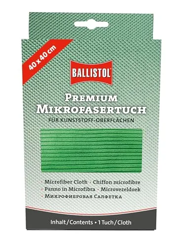 BALLISTOL 23733 Mikrofasertuch zum Reinigen von Kunststoff-Oberflächen - waschbares Waffenreinigungstuch - 40 x 40 cm, Grün