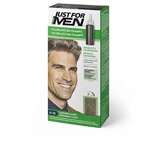 Just For Men Tinte Colorante en Gel, Coloración Masculina, Cubre Las Canas, Devuelve Tu Color Original Para Una Apariencia Natural - Color Castaño Claro, H25