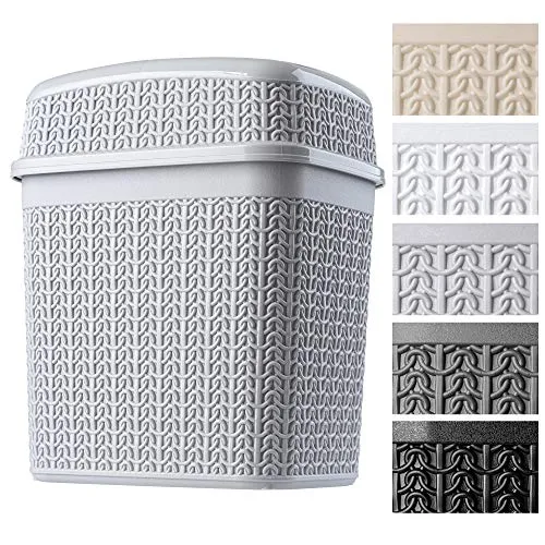 KADAX Kosmetikeimer aus Kunststoff, Abfalleimer mit Schwingdeckel, Abfallbehälter, Mülleimer für Bad, Küche, leichter Schwingdeckeleimer, Badeimer, Inneneimer (5L, grau)