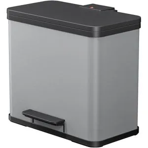 Hailo Öko trio Plus L Tret-Mülltrenner - 3-fach Mülltrennsystem aus hochwertigem Stahlblech mit soft close Deckel für geräuschloses Schließen - ideal für eine umweltfreundliche Küche.