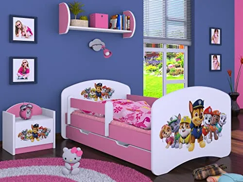 BDW Kinderbett Super Hunde, Rosa (Motiv 3), 160 x 80 cm