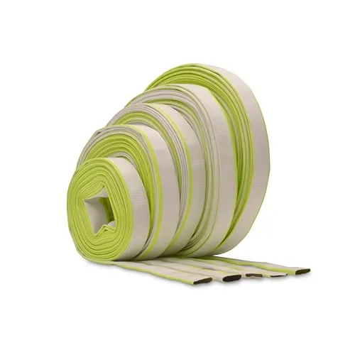 Ø 1 Zoll - 25 mm, Meterware Flachschlauch | Bauschlauch | Industrieschlauch | Synthetischer Gummi, Weiß mit Grün, 10 Bar, -20°C bis +60°