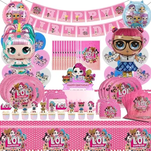 LO Geburtstag Deko,109 pcs Geburtstagsdeko,Luftballon Geburtstag,Party Enthalten Latexballons,Tortendekoration,Banner,Aluminiumballon,Tischdecke,Deko Kindergeburtstag