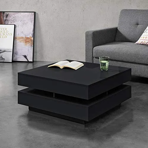[en.casa] Couchtisch 'Märsta' 75x75 cm - Stilvoller Beistelltisch mit Ablageflächen - Beistelltisch fürs Wohnzimmer, hochwertig und pflegeleicht. Mit praktischen Ablagefächern für mehr Stauraum und einem eleganten, zeitlosen Design.