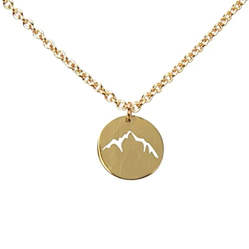 DAHEIM Halskette Berge - filigrane Mountain & Gipfel Kette für Damen - Ketten für Damen, handgefertigter Schmuck aus vergoldetem Edelstahl mit angenehmem Tragegefühl, ideal als Geschenk für Naturliebhaber und Wanderfreunde
