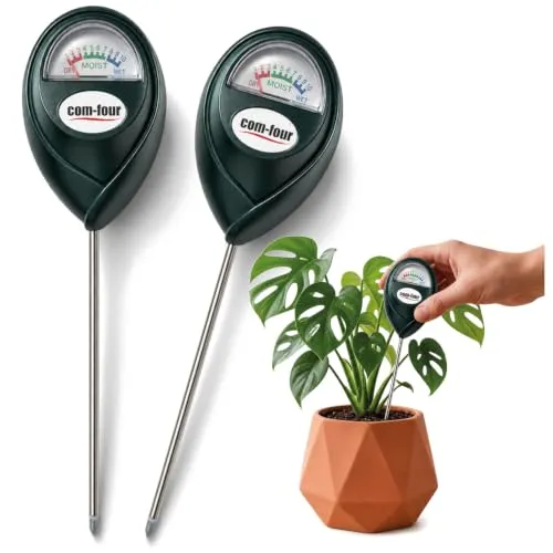 com-four® 2X Erdfeuchtemesser ohne Batteriebetrieb, Pflanzenfeuchtigkeitsme | Gemüsebeet - Rasen und Garten