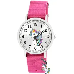 Kinder Armbanduhr Mädchen Einhorn Schmuckset - Wasserdichte Armbanduhr mit leuchtenden Sternen und Punkten, 5 ATM, ideal für kleine Abenteurer. Inklusive 4 Einhorn Anhängern und Sammelbox – das perfekte Geschenk für jeden Anlass!