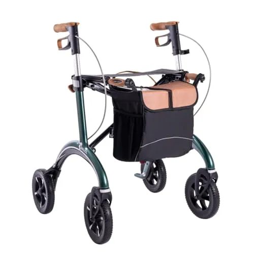 Saljol Carbon Rollator - Ultraleichter 5,6 kg Rollator mit Sitz - Rollatoren: Eleganter und stabiler Carbon Rollator mit nur 5,6 kg, ideal für wendige Bewegungen. Faltbar und ausgestattet mit einer bequemen Sitzfläche für Ruhepausen, perfekt für Outdoor-Aktivitäten.