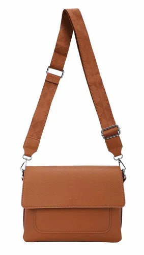 ITALYSHOP24 Schultertasche Damen Crossbody Bodybag Umhängetasche Messenger Brusttasche Crossover (Spar-Set Clutch, Tasche mit einem breitem Muster Stoffgurt/Umhängeband), Handtasche Shopper Freizeit Damentasche Reise Leder Optik