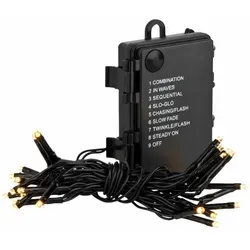 Linder Exclusiv GmbH LED-Lichterkette, Batterie 24 LED Kabel schwarz special warmweiß 1,7m 8 Modi Timer schwarz