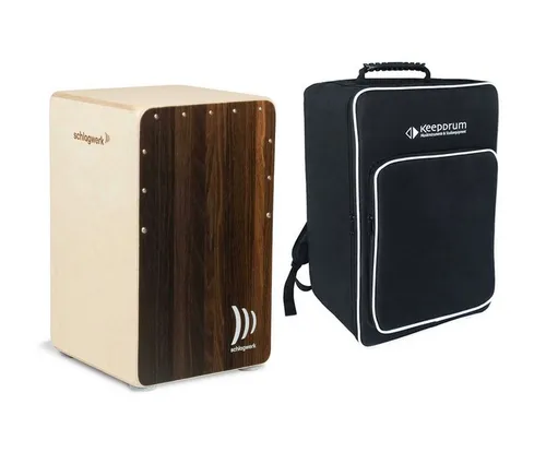 Schlagwerk Cajon CP-408 Dark Oak mit Tasche - Edles Cajon mit Dark Oak Schlagfläche und bewährter 2inOne-Technik. Ideal für kreative Musiker, inklusive praktischer Tasche für den einfachen Transport.