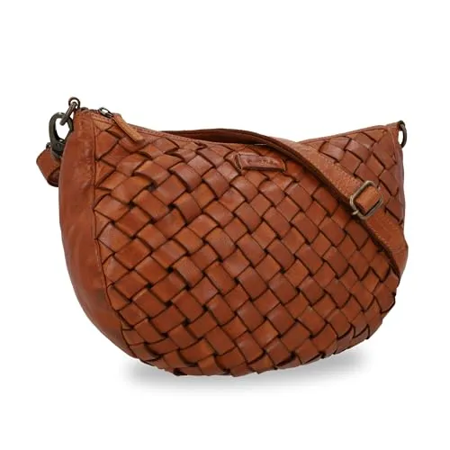 Gusti Leder Umhängetasche Damen - Clover - Damen-Schultertaschen aus robustem Rindsleder mit einzigartigem Retro Flechtdesign – ideal für stilvolle Auftritte und gut organisiert mit Platz für Smartphone und mehr.
