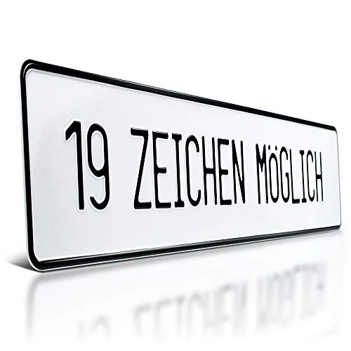 schildEVO Aluminium Schild | geprägt mit Wunschtext | bis 19 Zeichen | Parkplatzschild | Parkplatz-Kennzeichen | 520 x 110 mm | weiß