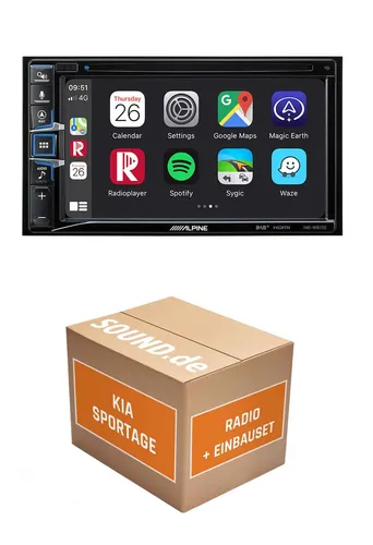 Alpine INE-W611D Autoradio Einbaupaket für KIA Sportage 2