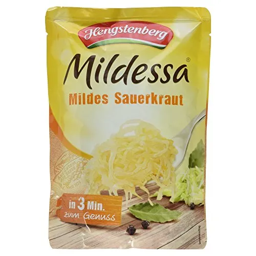 Hengstenberg Mildessa Sauerkraut 400 g - Eingelegtes Sauerkraut, mild und würzig, ideal für Vegetarier, ohne Geschmacksverstärker und aus heimischem Anbau.
