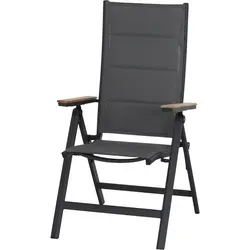 Klappsessel Siena Garden - Aluminium Holz Kunststoff grau - Stuhl für den Garten mit klappbarem Design, leicht und wetterfest, ideal für entspannte Stunden im Freien.