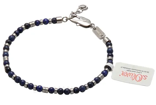 s.Oliver Armband 2031483 - Edelstahlarmband für Herren mit Lapis blau, ca. 20,0 + 3,0 cm lang, mit sicherem Karabinerverschluss. Stilvoll verpackt in s.Oliver Box.