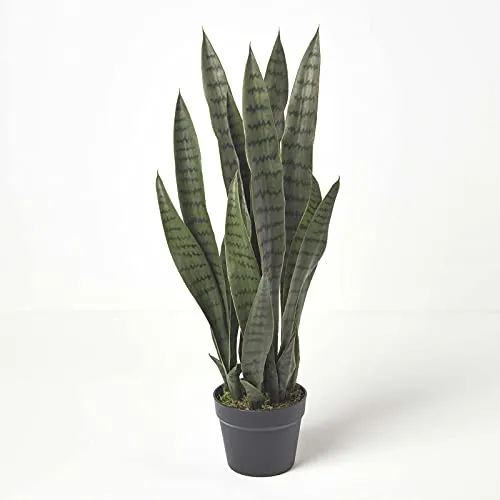 Homescapes Kunstpflanze Sansevieria Trifasciata, künstlicher Bogenhanf/Schwiegermutterzunge im Topf, grün, dekorative künstliche Sukkulente für den Indoor-Bereich, 74 cm hoch