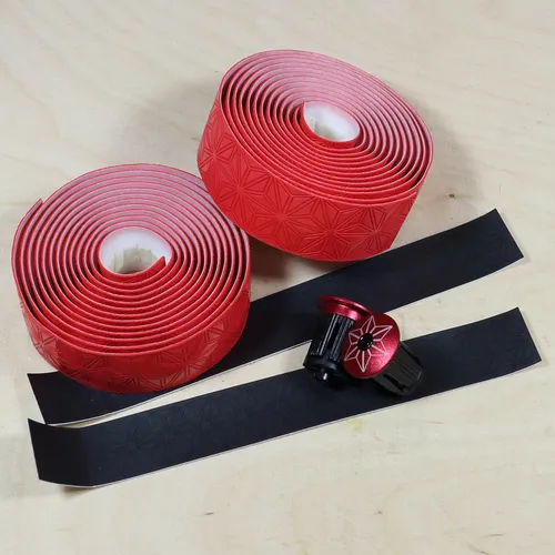 Supacaz Lenkerband Super Sticky Kush classic - rot - mit Lenkerstopfen