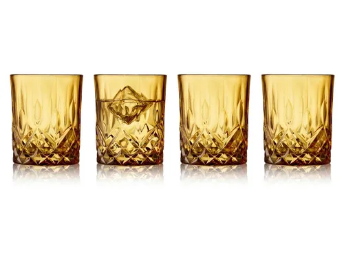 Lyngby Glas Whiskyglas Sorrento 4er Set, Tumbler, Amber - Gläser & Glaswaren – Hochwertiges 4er Set mit elegantem Design, perfekt für Whisky-Liebhaber und stilvolle Abende.