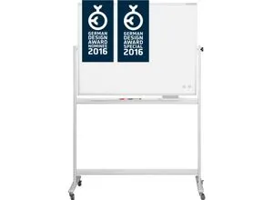 Magnetoplan Stativdrehtafel 1241190 - Doppelseitiges, 120 x 220 cm Whiteboard auf mobilem Stativ, kratzfest und ideal für intensiven Gebrauch. Mit 360° Drehung und stufenloser Arretierung für flexible Nutzung.