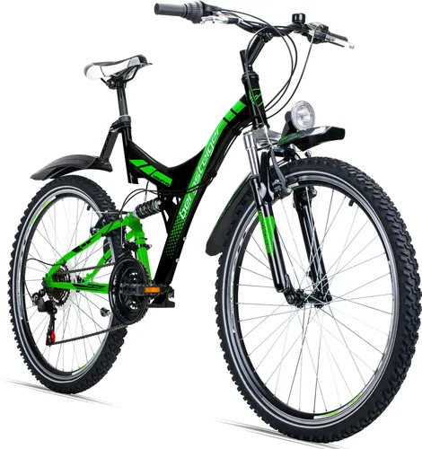 Bergsteiger Memphis 26 Zoll Mountainbike - Mountainbike mit Dynamo-Licht nach StVZO, vollgefedert und 21-Gang Shimano Schaltung für maximalen Fahrspaß und Sicherheit in Stadt und Natur.
