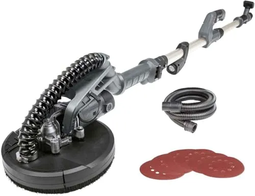 FLOW Wand- und Deckenschleifer WDS900 | 710W, Ø 225mm - Bohrmaschinen: Neigbarer Schleifkopf für optimale Ergonomie, inkl. Absaugadapter, 6 Schleifscheiben und LED-Arbeitsleuchte für sauberes Arbeiten.