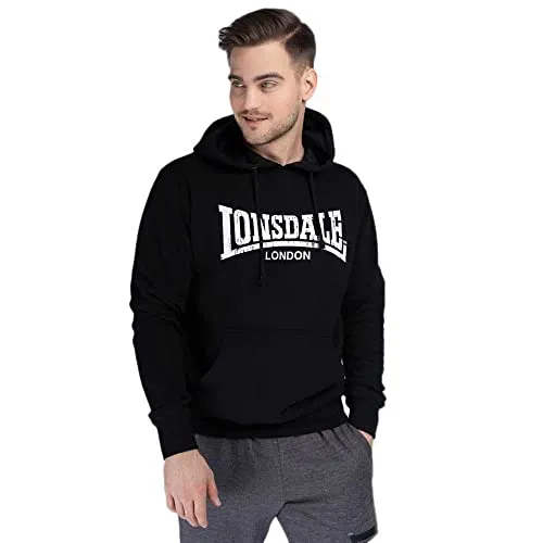 Lonsdale Kapuzensweatshirt Wolterton - Schwarz XL (56/58) - Herren-Sweatshirt mit wärmendem, pflegeleichtem Material und Kängurutasche, ideal für Fitness und Freizeit.