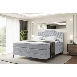 ALTDECOR Boxspringbett mit Stauraum und Topper - Hellgrau - Das elegante Boxspringbett bietet optimalen Schlafkomfort und viel Stauraum dank zwei Bettkästen. Mit einer Kombination aus hochwertigen Matratzen sorgt es für erholsame Nächte und passt sich perfekt Ihrer Körperform an.