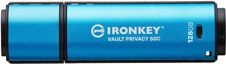 Kingston 128 GB IronKey Vault Privacy 50C - Sicherer USB-Stick - USB-Stick mit AES-256 XTS-Verschlüsselung, ideal für Unternehmen, FIPS 197-zertifiziert und mit Multi-Password-Option für maximale Sicherheit.