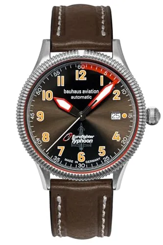 Bauhaus Herrenuhr Aviation BHA Eurofighter Automatik Dunkelbraun 2556-2
