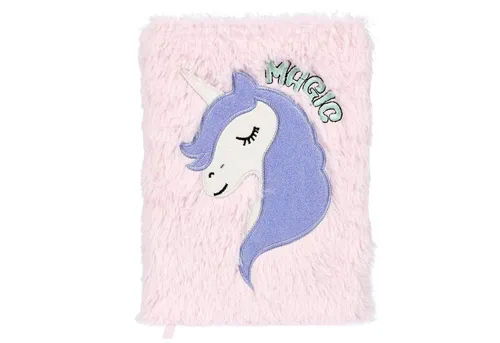 Sarcia.eu Tagebuch Einhorn-Plüsch-Notizbuch/Tagebuch rosa, liniert DIN A5