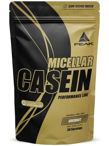 Peak Micellar Casein 900g - Cocos Geschmack - Sportnahrung mit 100% natürlichem, bioaktivem Casein Protein, reich an Glutamin und BCAAs, ideal für Muskelaufbau und Regeneration.