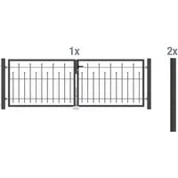 Metallzaun Doppeltor-Set Madrid Anthrazit - Gartentor-Set zum Einbetonieren mit stilvollem Design, langlebiger Feuerverzinkung und einfacher Selbstmontage für individuelle Gestaltungsmöglichkeiten.