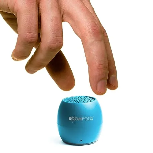 Boompods Zero Talk Mini Bluetooth Lautsprecher mit Amazon Alexa - tragbarer Outdoor Lautsprecher, IPX6 wasserdicht, 5 Std Spielzeit und Mikrofon, Musikbox klein für Handy, Dusche, Reisen - Blau