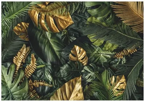 WallArena - Vlies Fototapete Blätter 250x175 cm - Fototapeten - Tapeten - für Wohnzimmer Schlafzimmer - Vliestapete Wandtapete Tapete 3D Effekt- inkl. Kleister - Tropisch Natur grün botanisch