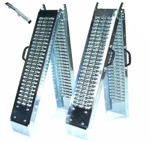 Apex Auffahrrampe 180 cm - Klappbare Stahl-Laderampe für 400 kg - 2 klappbare Stahlauffahrrampen, 180 cm lang, ideal für sicheres Verladen von Fahrzeugen. Mit rutschfester Oberfläche und praktischen Transportgriffen für einfachen Einsatz und Lagerung.