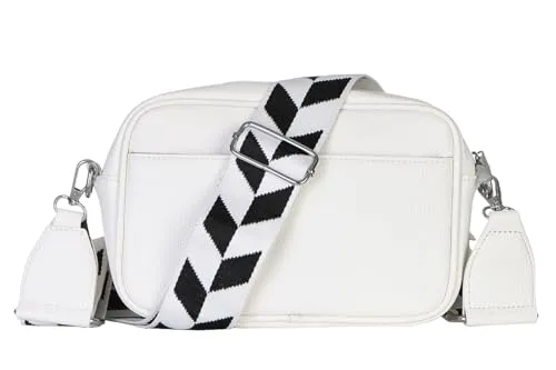 MATY FASHION Damen Tasche kleine Handtasche mit breiten Riemen Schulter Crossbody Bag moderne Umhängetasche 2528 (Weiß)