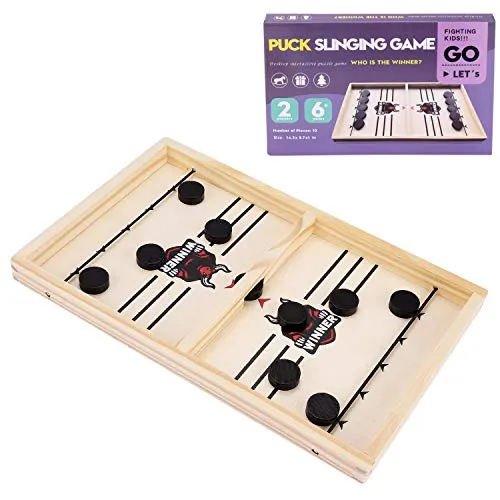 JOYUE Katapult Brettspiel, Fast Sling Puck Game Tragbares Eisball-Kampfspiel, Bouncing Hockey Brettspiel, Tisch Slingshot Brettspiel, Spiel Stoßstange Schach, Desktop-Spiel für Kinder & Eltern-Kind
