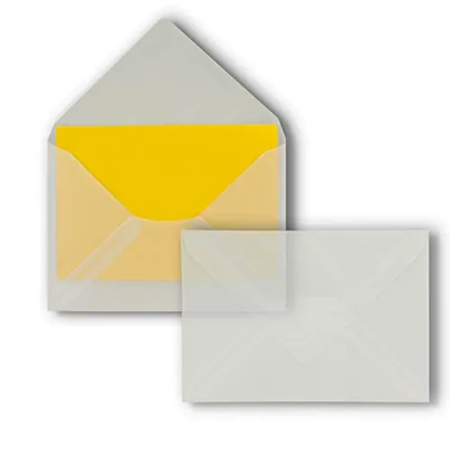 Briefumschläge - Transparent - DIN C6-114 x 162 mm - Kuverts mit Nassklebung ohne Fenster - für Grußkarten, Einladungen und Gutscheine 50
