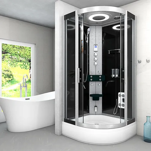 AcquaVapore Komplettdusche D58-63T1 Schwarz 100x100