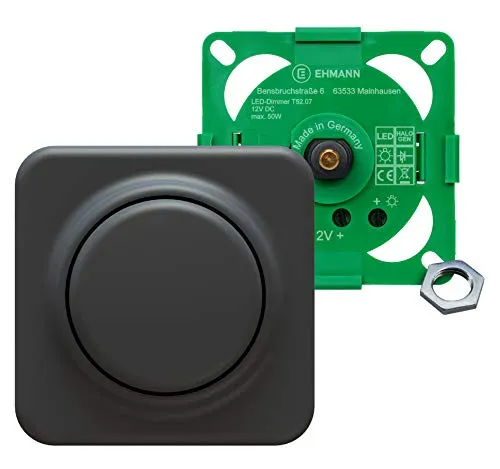 Ehmann 12 V LED-Dimmer T52.07, flackerfreies Dimmen für Wohnmobile - Smart Home Dimmer für 12V-LEDs, ideal für Wohnmobile. Flackerfreies Dimmen mit PWM-Technologie, einfache Integration in Möbel und Geräte.