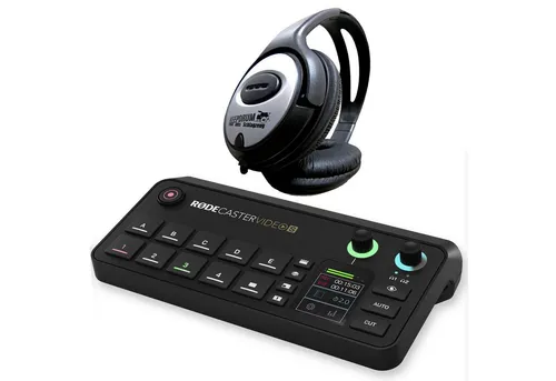 RØDE Rodecaster Video S Produktions-Konsole mit Kopfhörer - Professionelle Video- und Audioproduktion in kompakter Form. Ideal für Content Creator mit intuitiver Steuerung, 3 HDMI-Eingängen und direktem RTMP-Streaming.